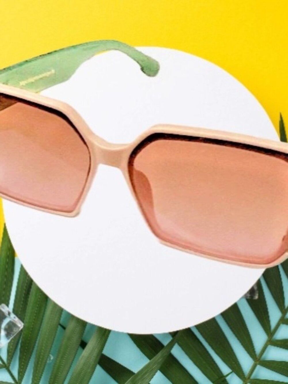 Square Sunglasses with Green Temples - Women Accessories